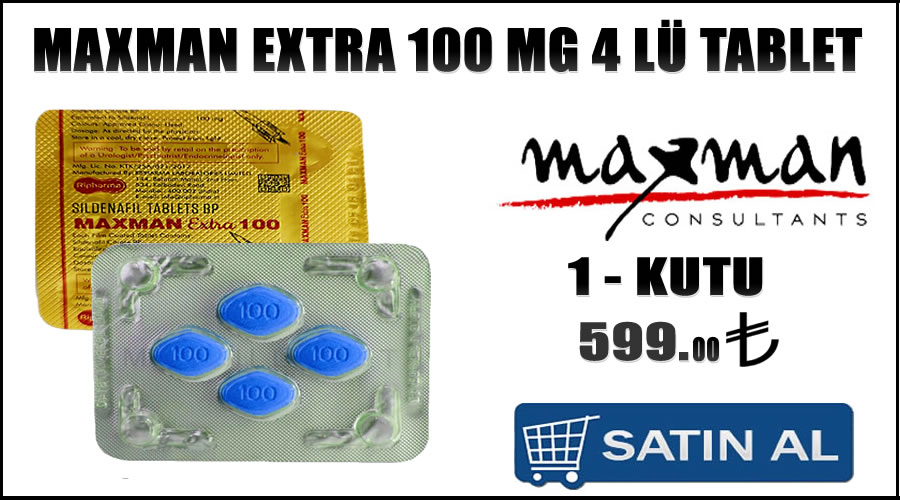 Maxman extra 100 mg 4 lü tablet Sertleşme sorunu çözen ürünler